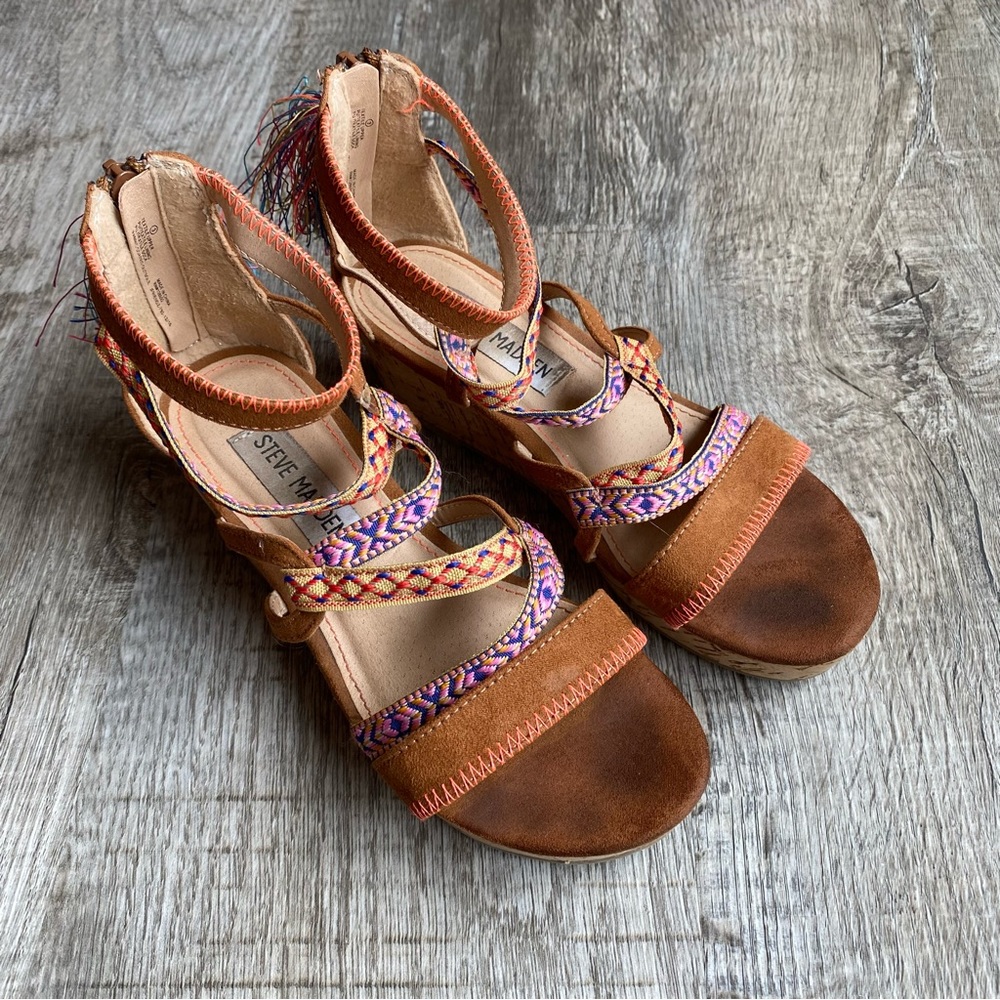 Steve Madden Girls Brown Suede Sandals Size 3